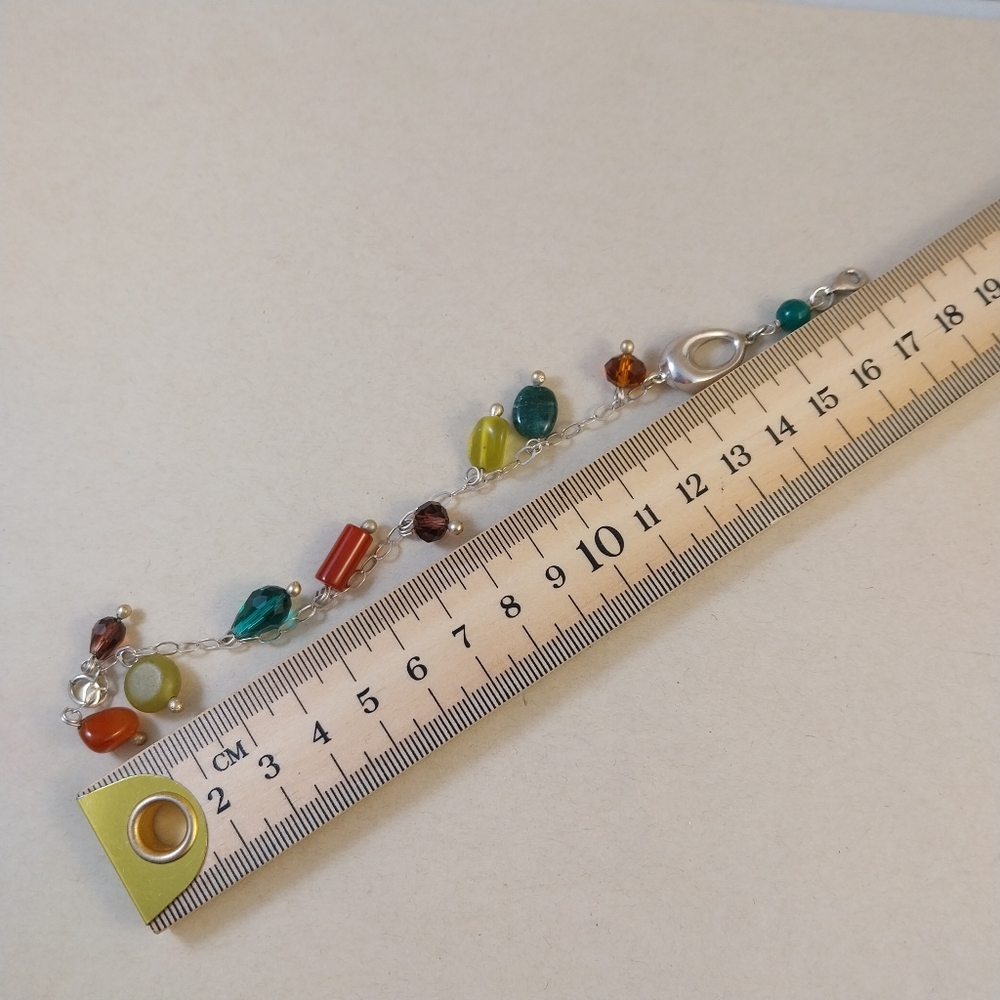 Sterling Silver Charm Bracelet with Multicolor Beads - Picture 4 of 7